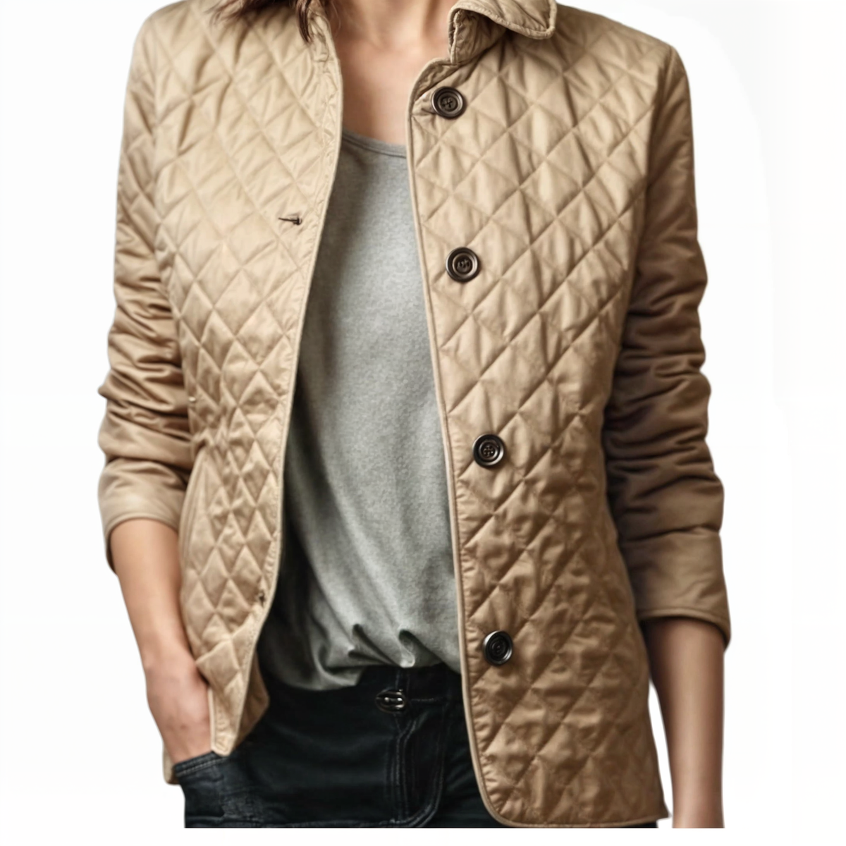 Abrigo acolchado con cuello para mujer