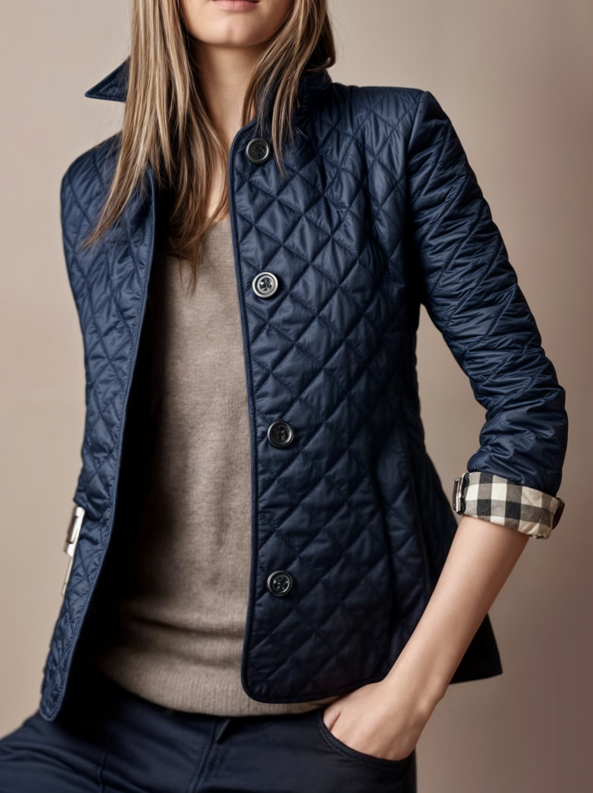 Abrigo acolchado con cuello para mujer