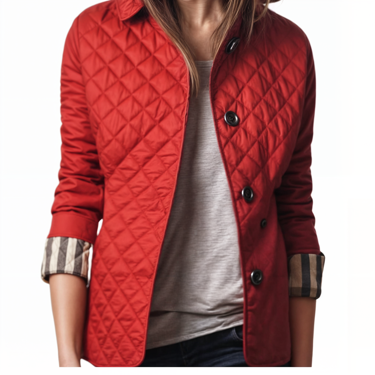 Abrigo acolchado con cuello para mujer