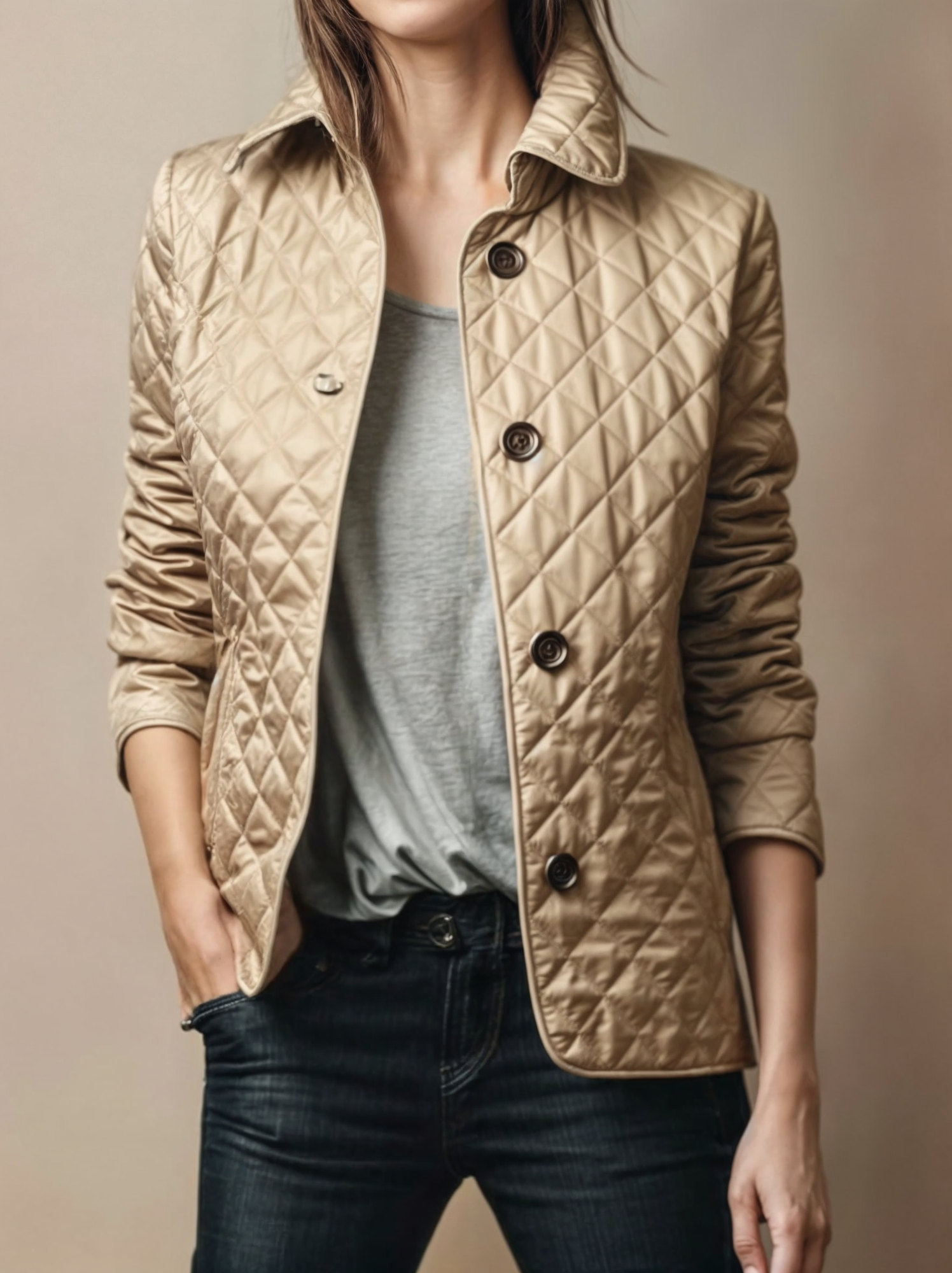 Abrigo acolchado con cuello para mujer