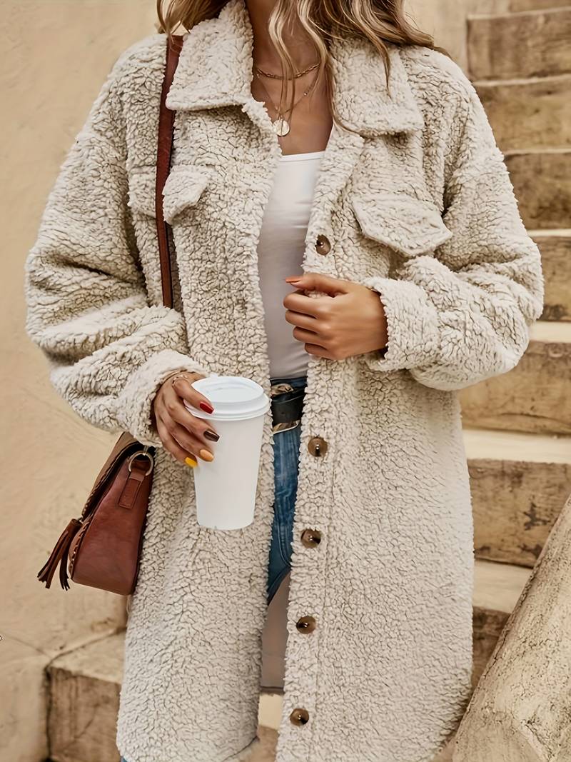 Abrigo borreguito oversized para mujer