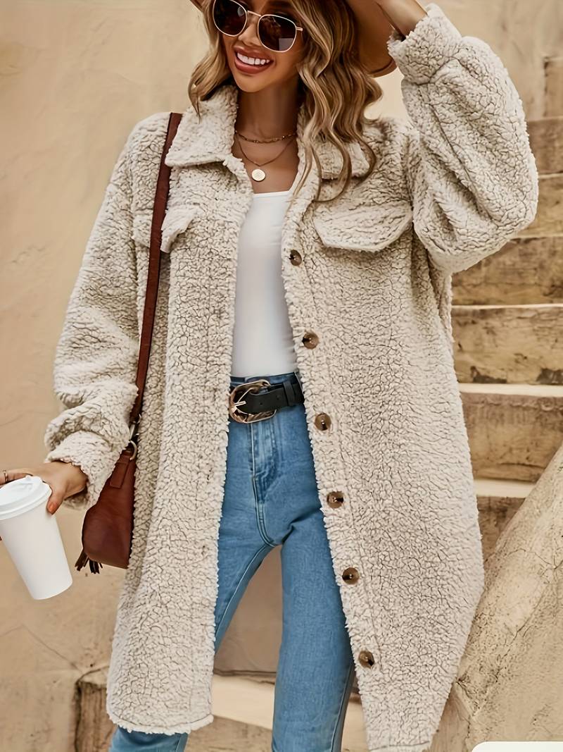 Abrigo borreguito oversized para mujer