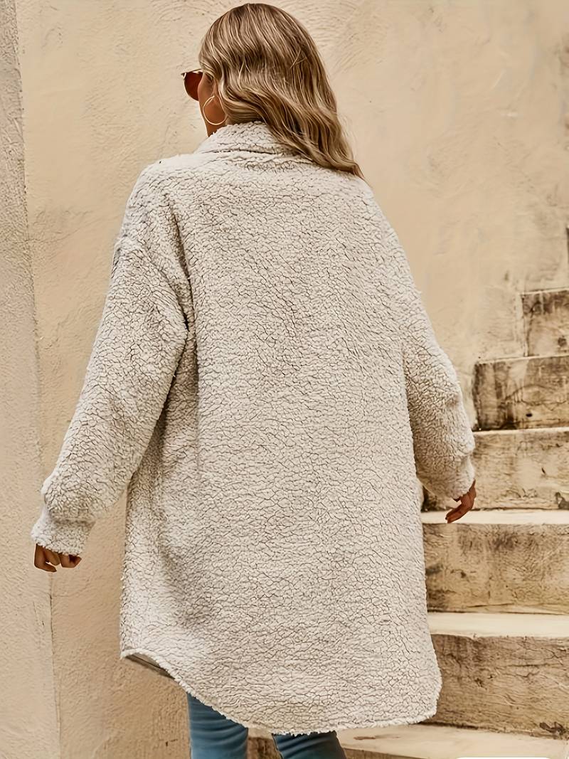 Abrigo borreguito oversized para mujer
