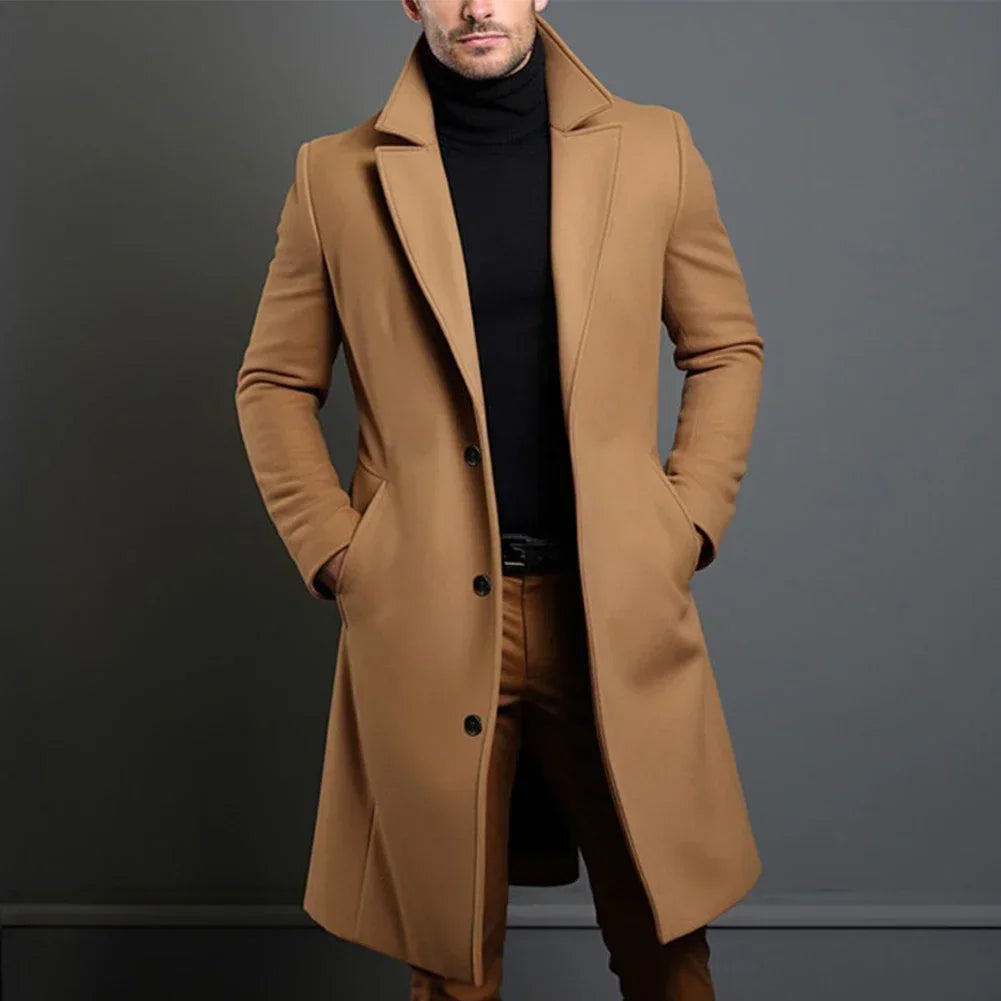 Abrigo de Lana para Hombre – Abrigo Largo Clásico de Invierno para Looks Elegantes o Casuales