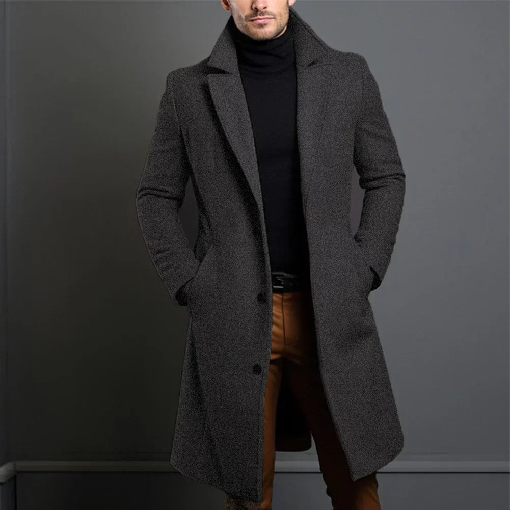 Abrigo de Lana para Hombre – Abrigo Largo Clásico de Invierno para Looks Elegantes o Casuales