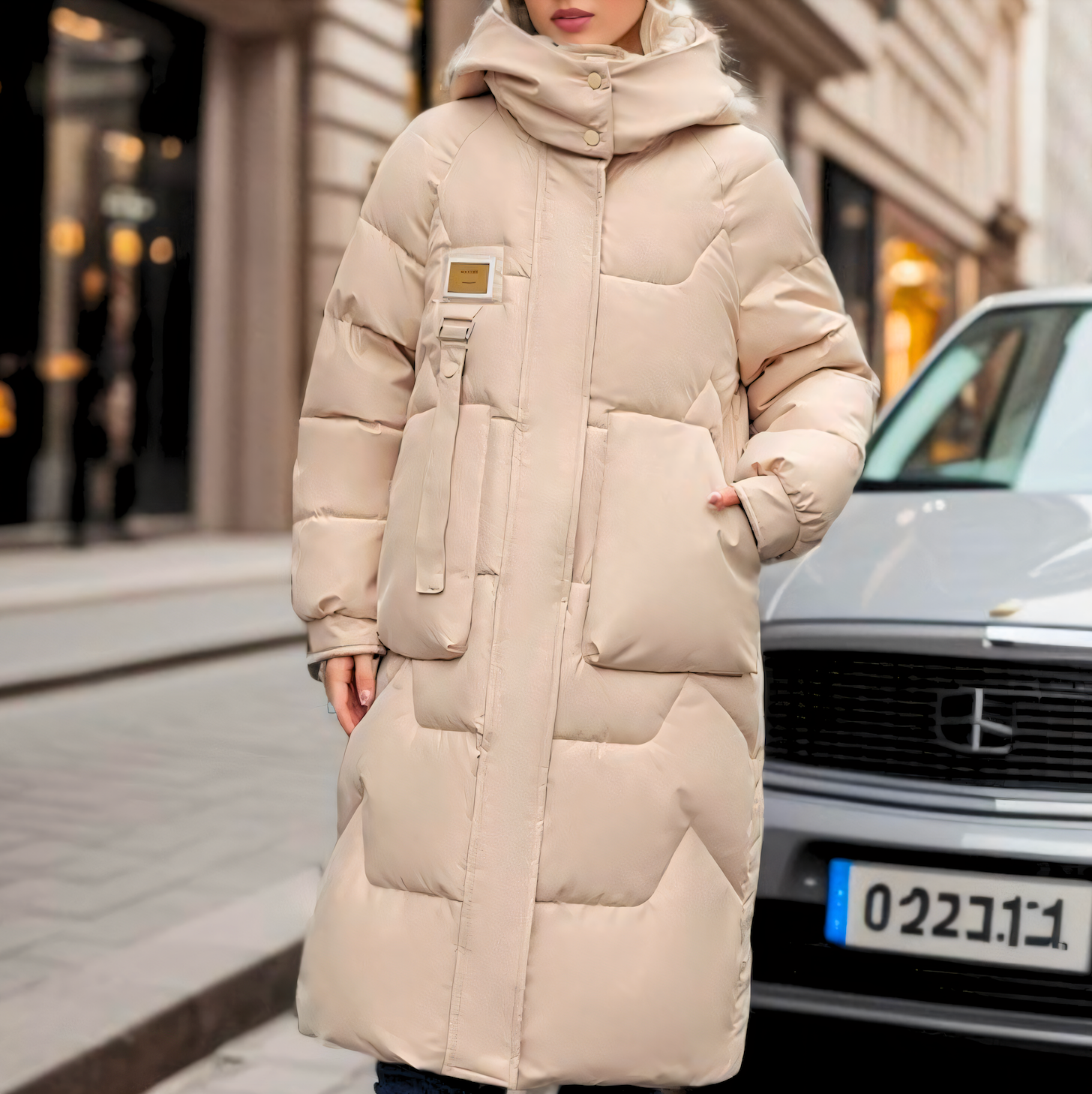 Abrigo largo acolchado oversized para mujer
