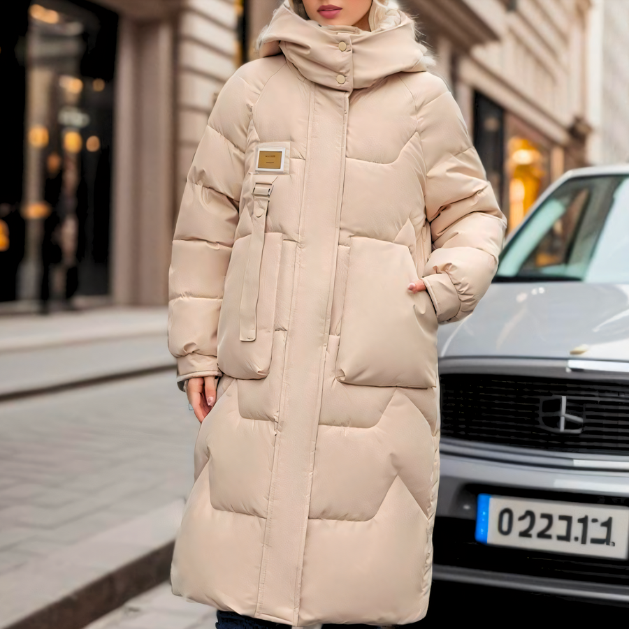 Abrigo largo acolchado oversized para mujer