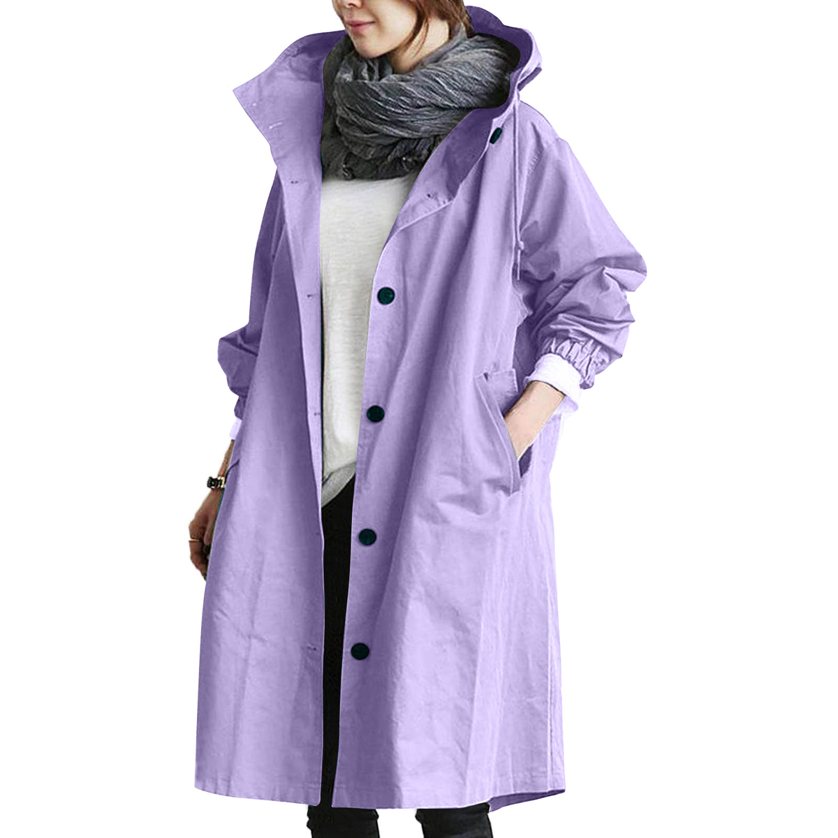 Abrigo largo con capucha para mujer