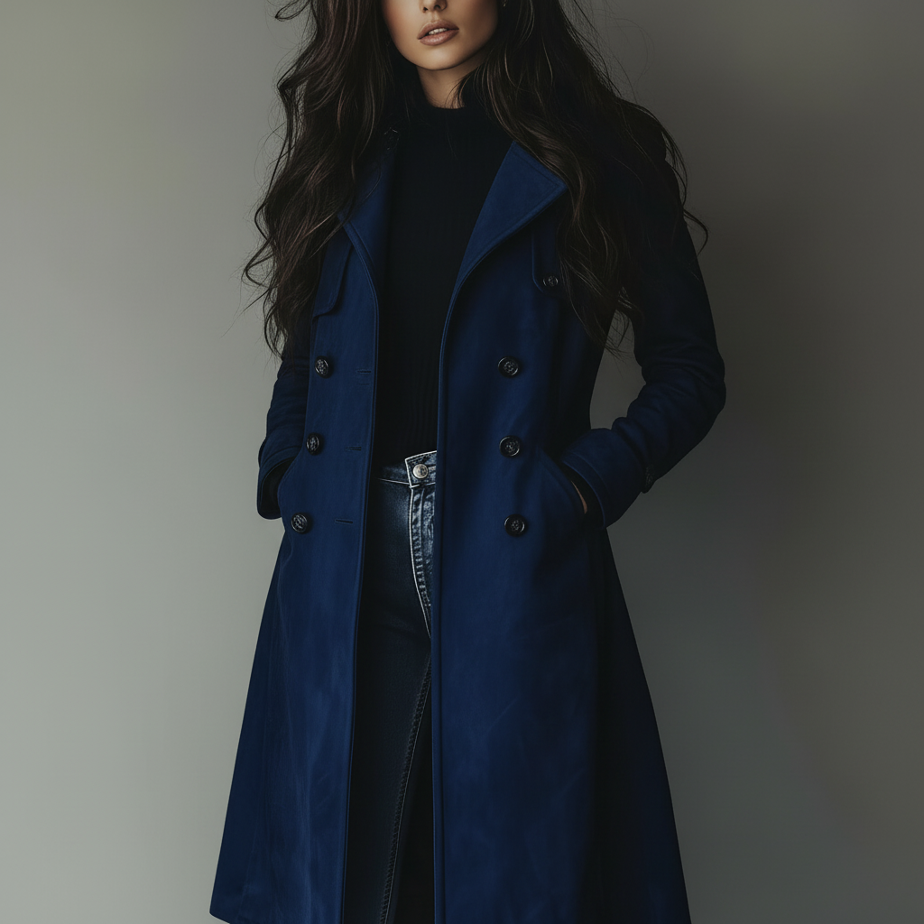 Abrigo largo de ante para mujer con botones frontales, ideal para otoño