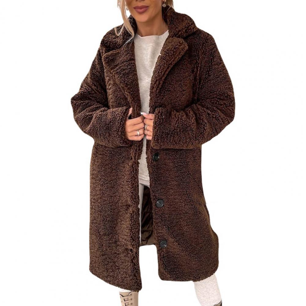 Abrigo largo de invierno tipo teddy para mujer