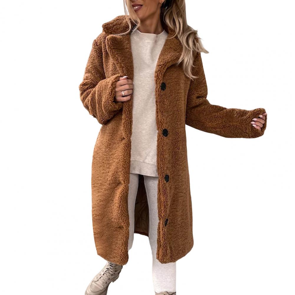 Abrigo largo de invierno tipo teddy para mujer