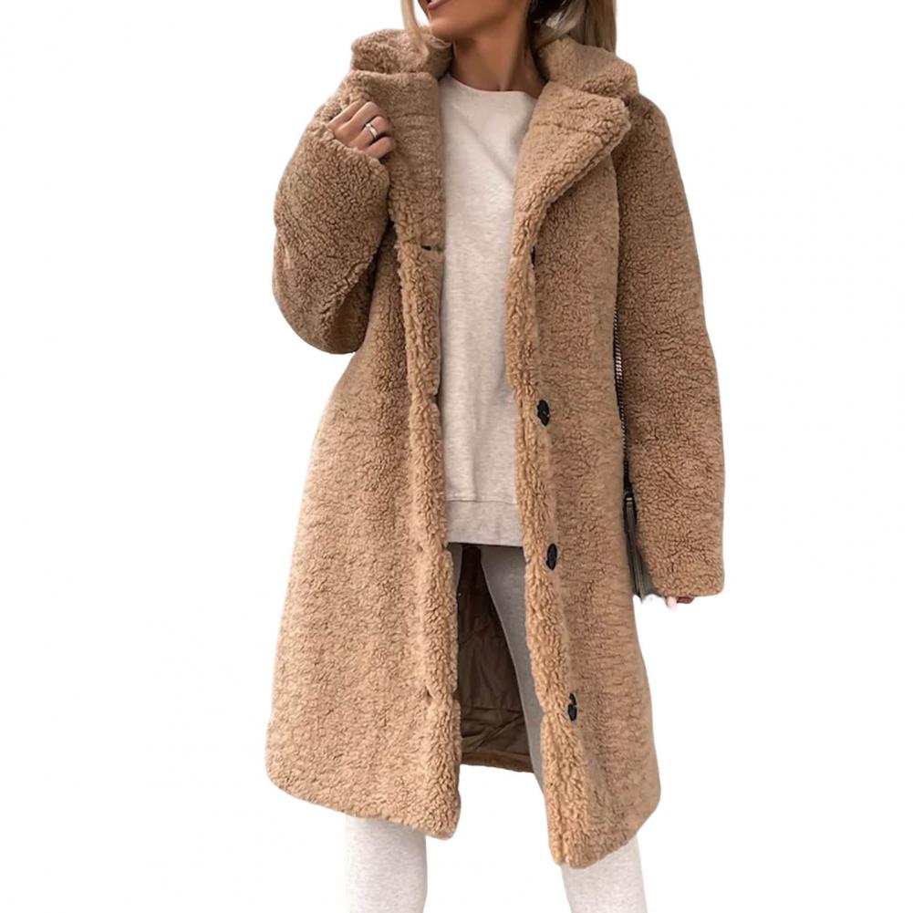 Abrigo largo de invierno tipo teddy para mujer