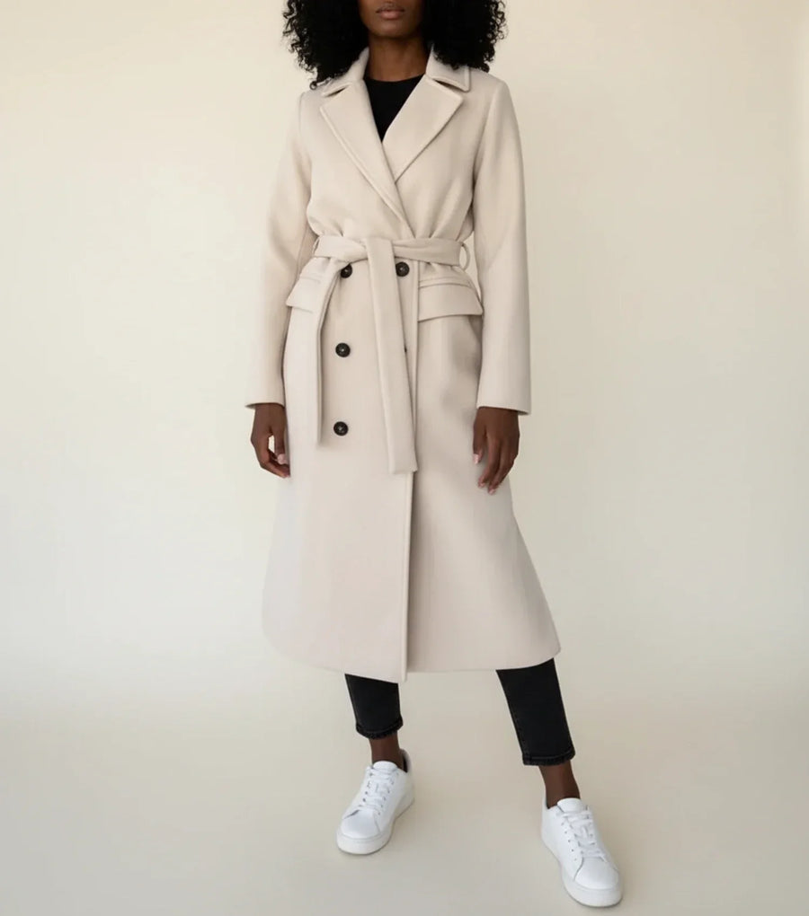 Abrigo midi de invierno para mujer con cinturón