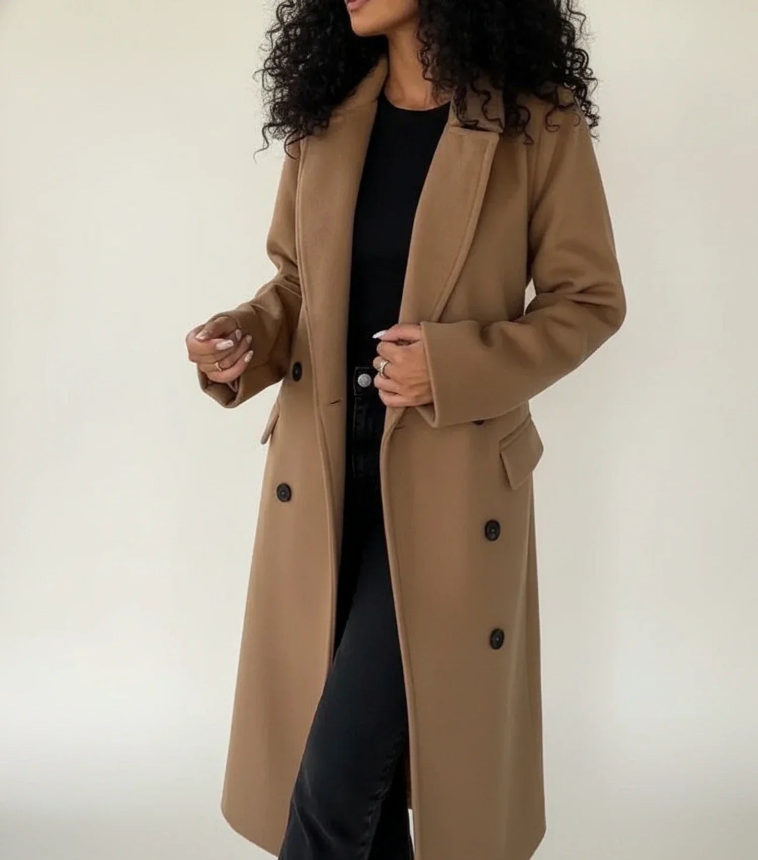 Abrigo midi de invierno para mujer con cinturón