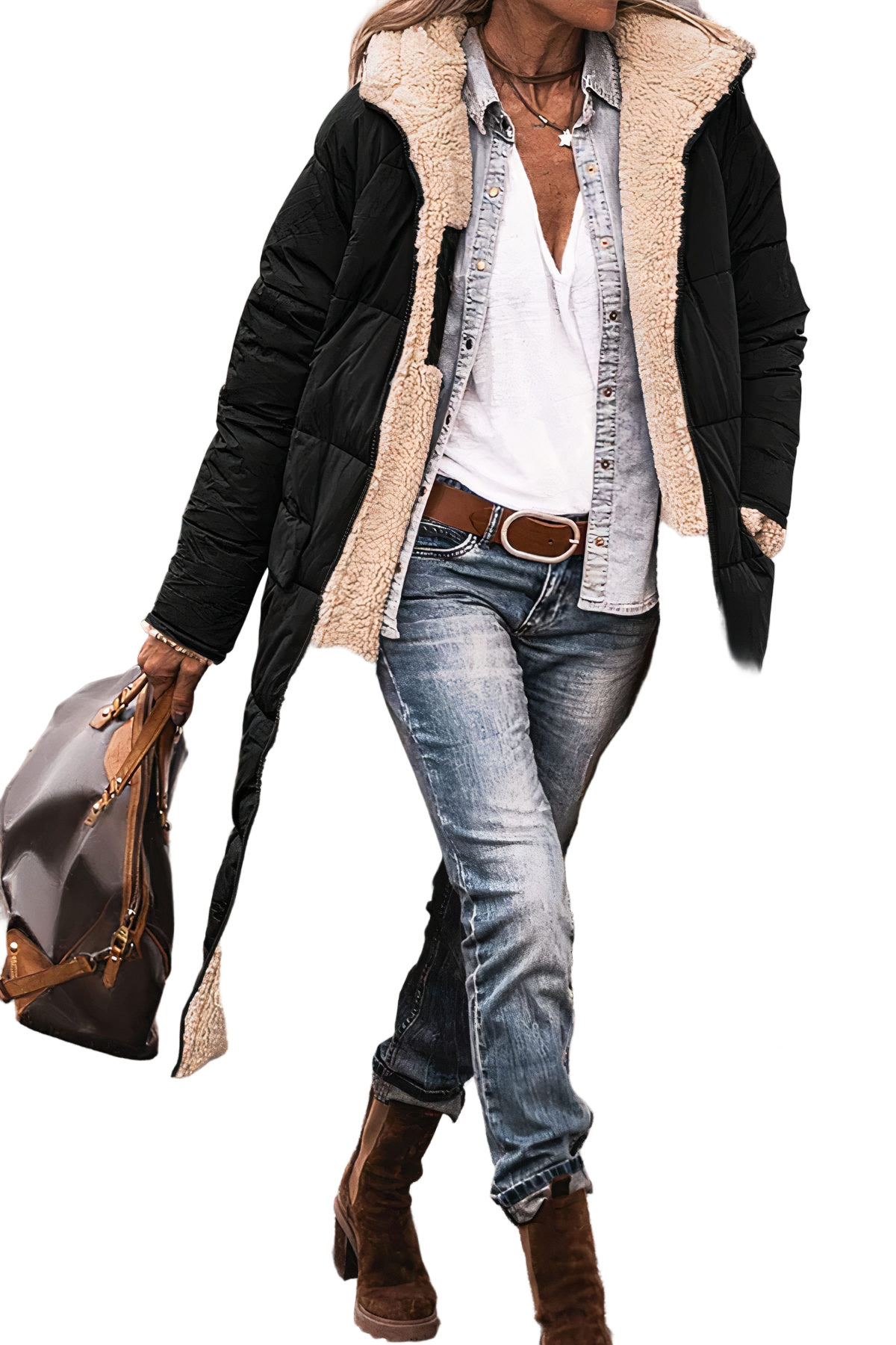 Abrigo Parka de Invierno Reversible para Mujer