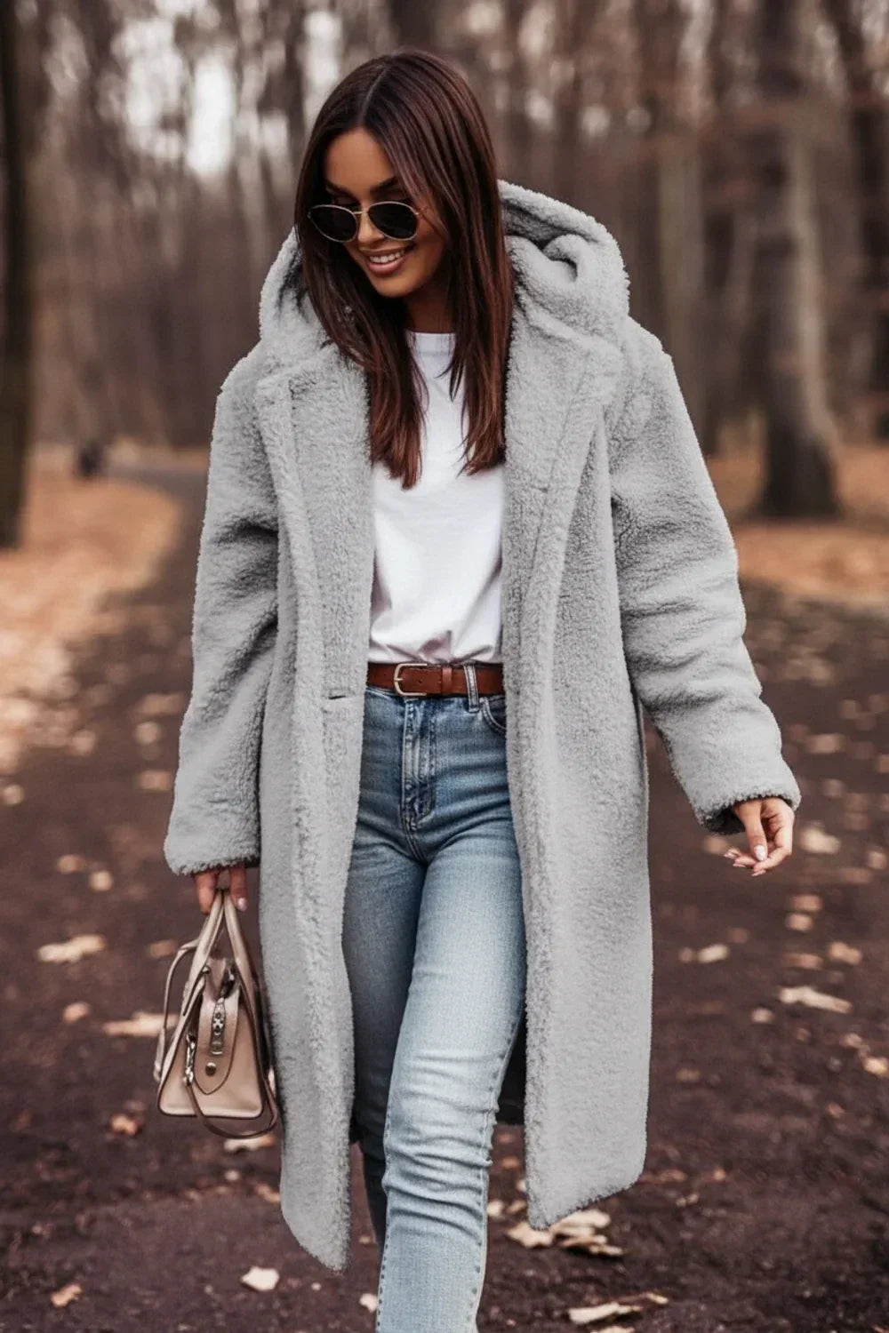 Abrigo Teddy con Capucha para Mujer