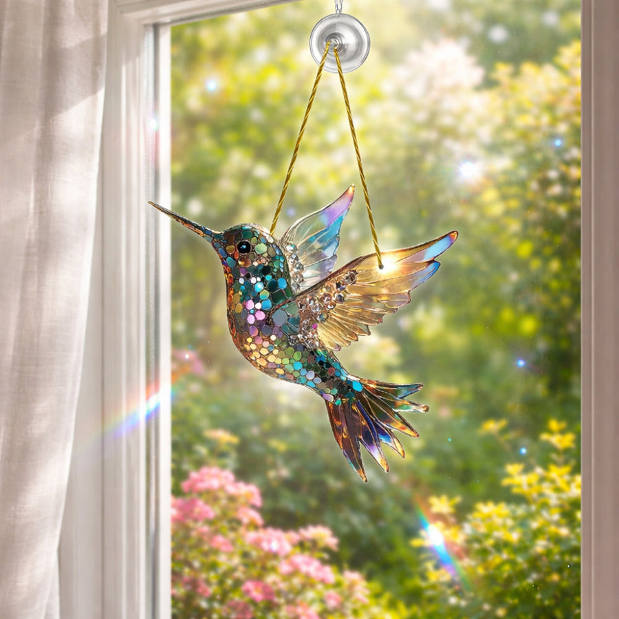 Adorno colgante para ventana y pared de colibrí (Atrapasoles)