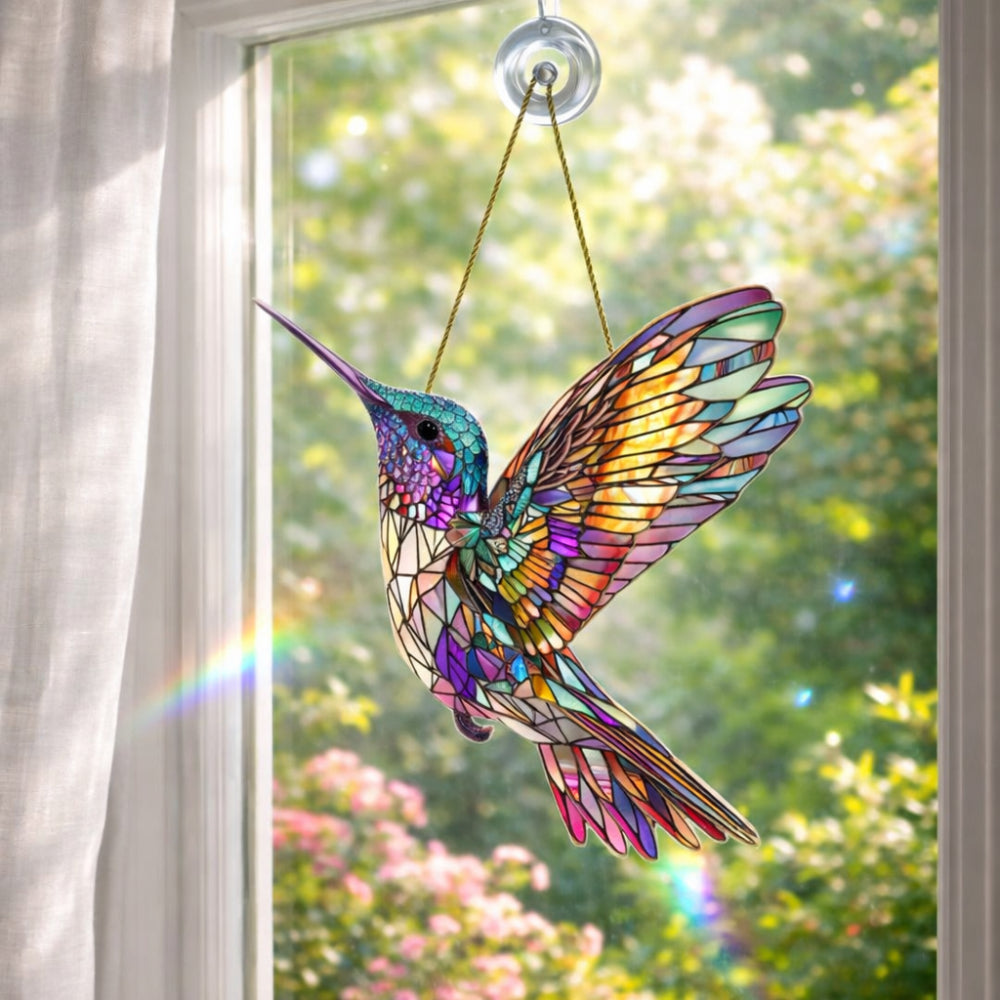 Adorno colgante para ventana y pared de colibrí (Atrapasoles)