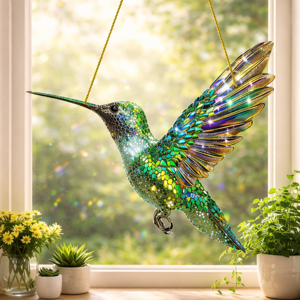 Adorno colgante para ventana y pared de colibrí (Atrapasoles)