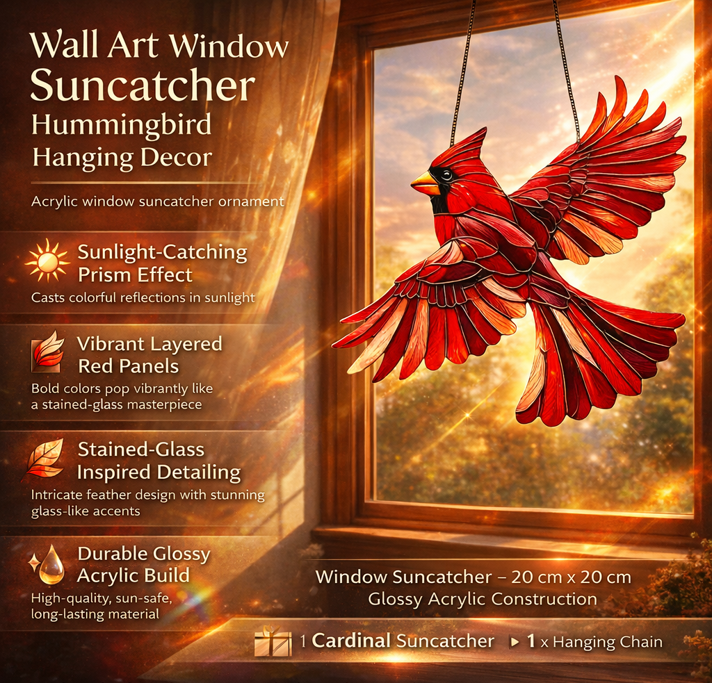 Adorno colgante para ventana y pared de colibrí (Atrapasoles)