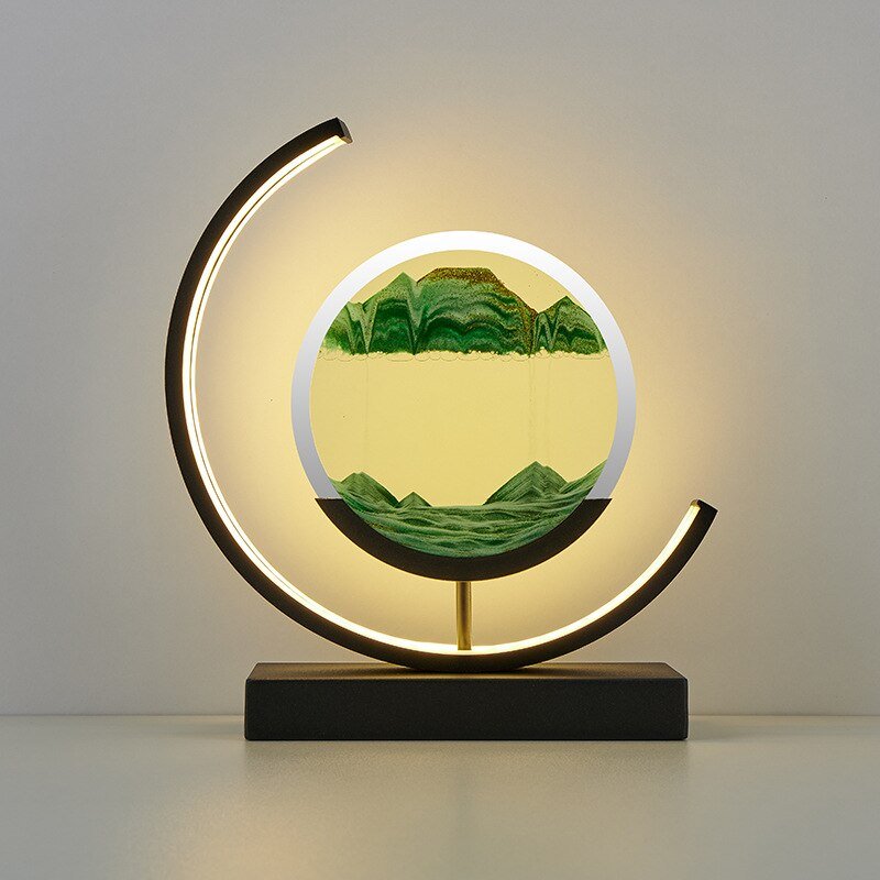 Adorno Decorativo Iluminado de Arena en Movimiento para la Decoración Relajante del Hogar