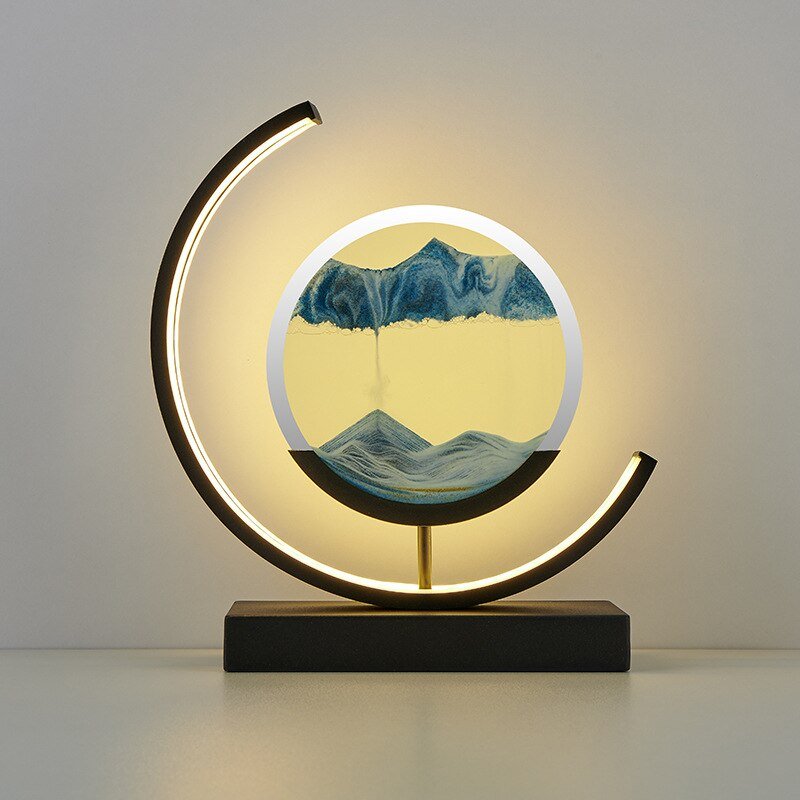 Adorno Decorativo Iluminado de Arena en Movimiento para la Decoración Relajante del Hogar