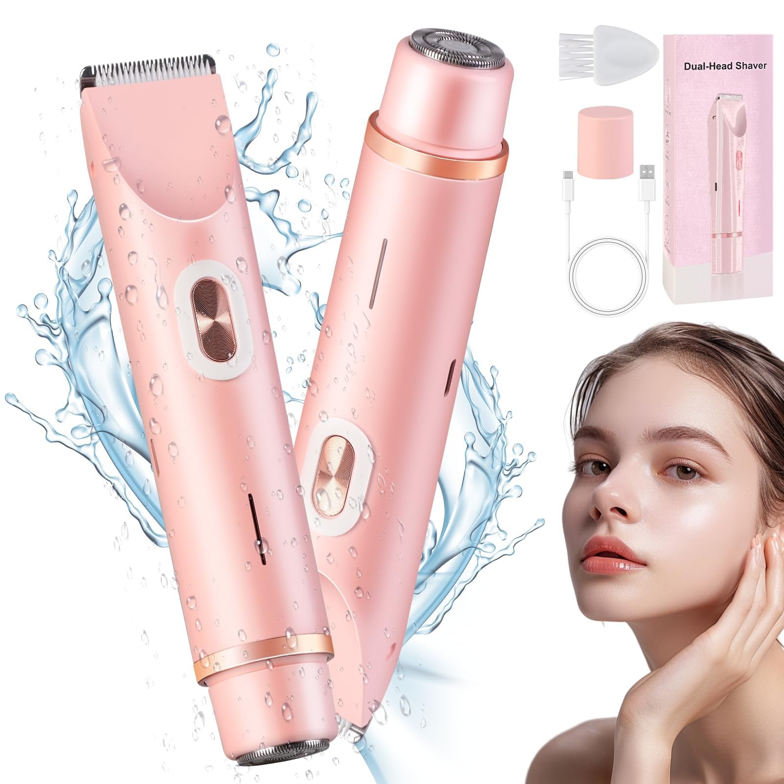 Afeitadora eléctrica y recortadora de bikini 2 en 1 para mujer