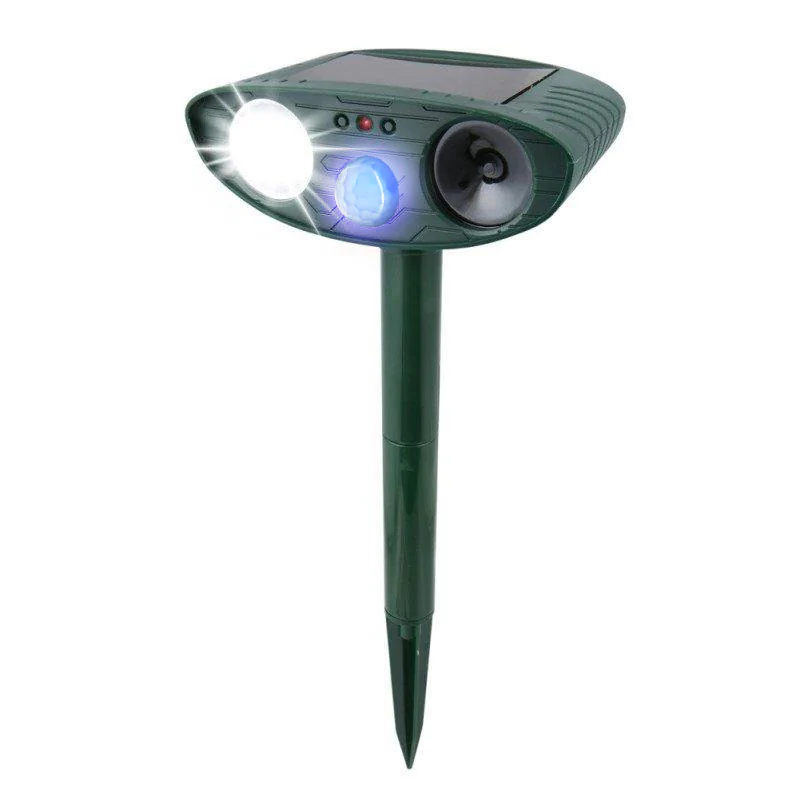Ahuyentador de gatos ultrasónico solar para exterior y jardín