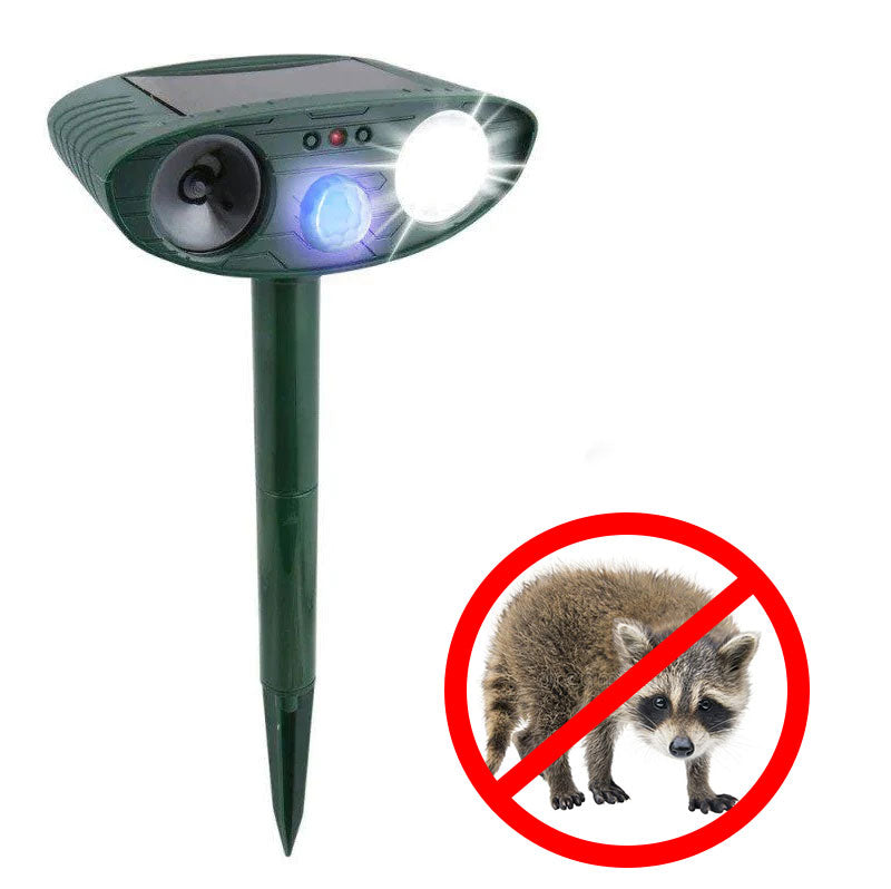 Ahuyentador de Mapaches por Ultrasonidos para Exteriores - Repelente Solar por Ultrasonidos para Animales y Plagas - Ahuyenta Mapaches en 48 Horas