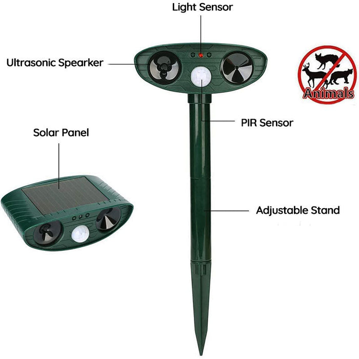 Ahuyentador de Mapaches por Ultrasonidos para Exteriores - Repelente Solar por Ultrasonidos para Animales y Plagas - Ahuyenta Mapaches en 48 Horas