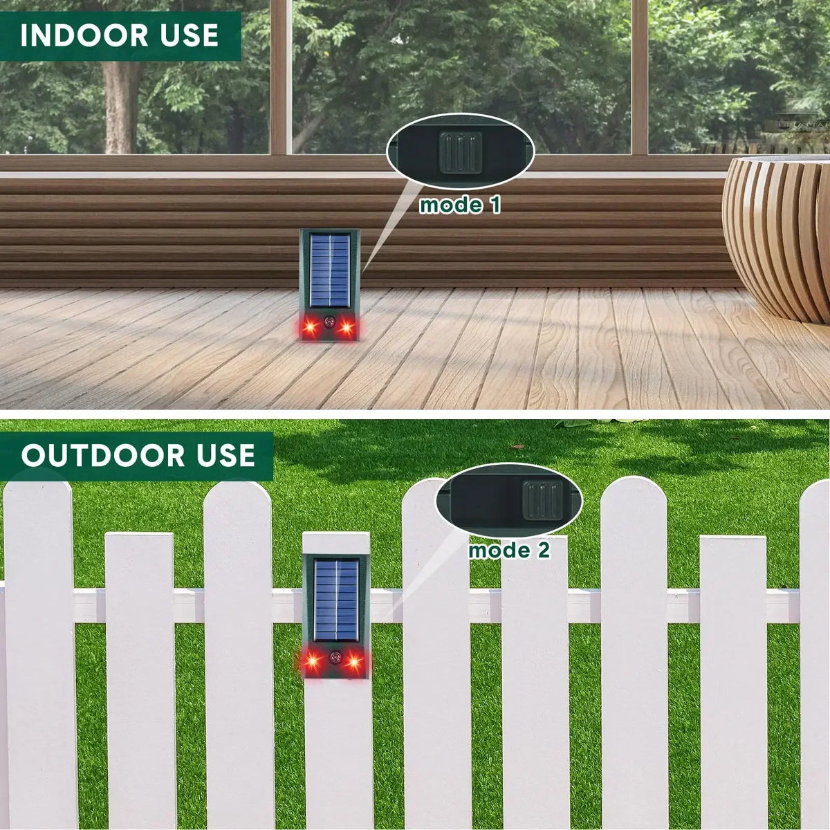 Ahuyentador de Pájaros Ultrasónico Solar | Con LED y Sensor de Movimiento | Resistente al Agua IP58 | Cobertura de 600 m²