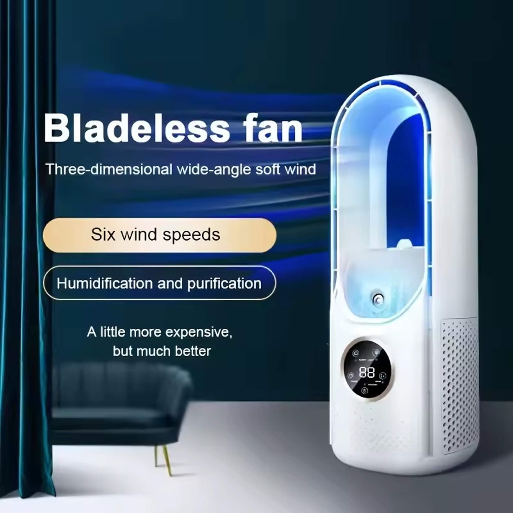 Aire Acondicionado Portátil sin Aspas | Diseñado Ergonómicamente y Ultrasilencioso, Ideal para Casa y Oficina