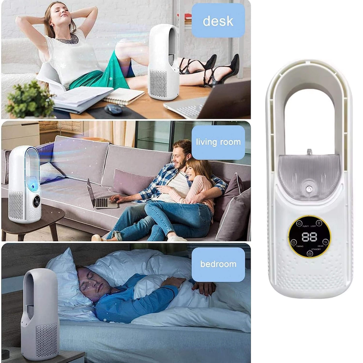 Aire Acondicionado Portátil sin Aspas | Diseñado Ergonómicamente y Ultrasilencioso, Ideal para Casa y Oficina