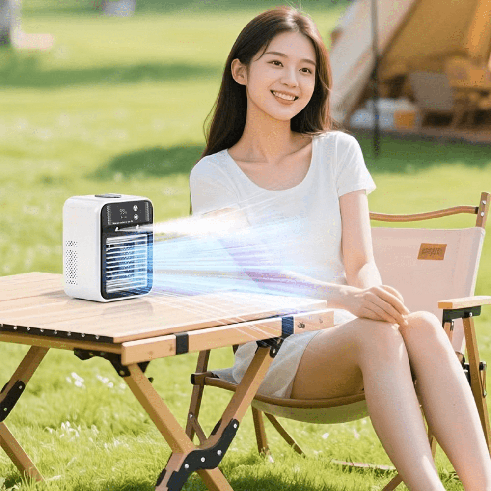 Aire Acondicionado Ventilador Portátil con Batería Recargable y Velocidad Ajustable – Dispositivo de Enfriamiento Compacto USB para el Hogar y Viajes