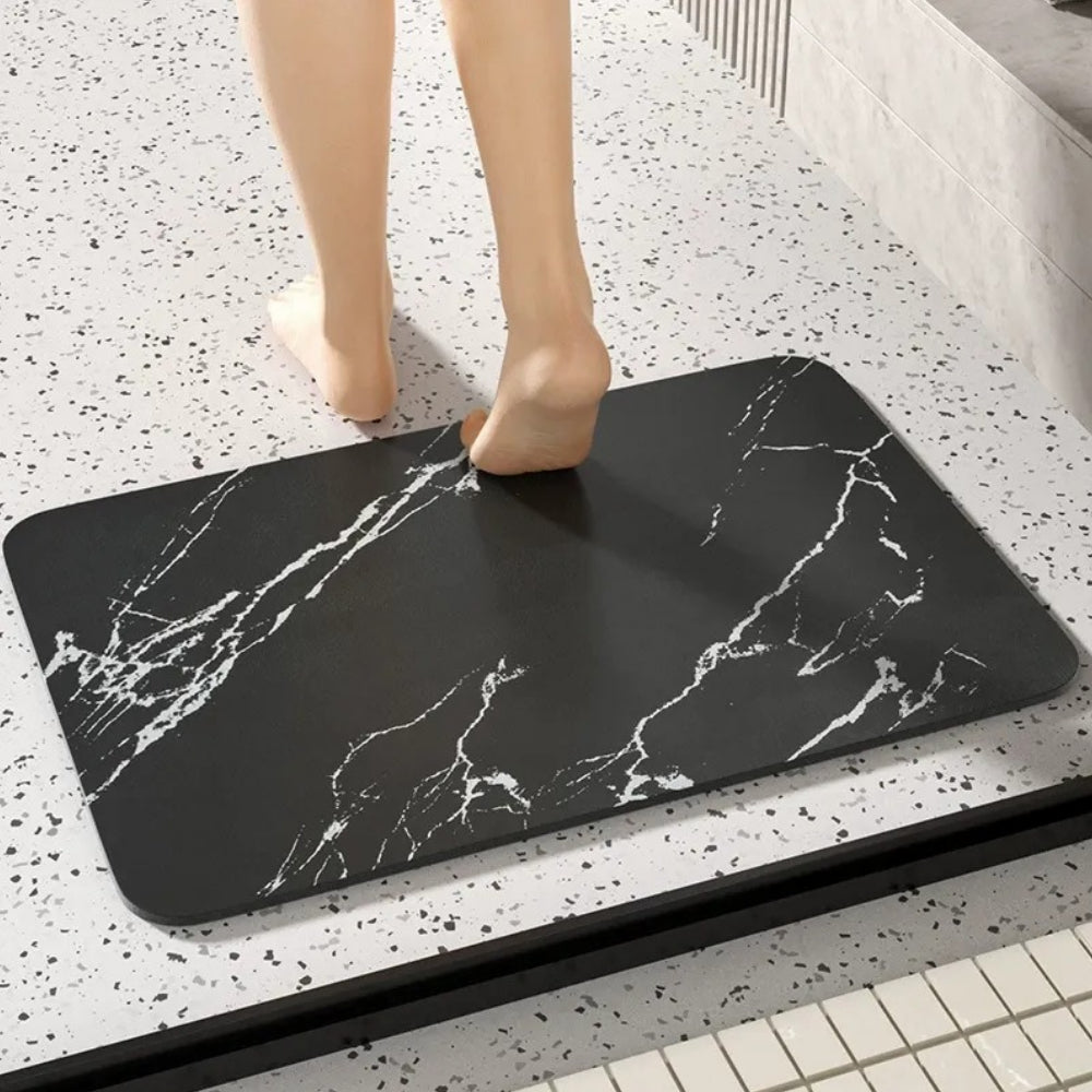 Alfombra de baño de diatomita de secado rápido con estampado de mármol, antideslizante