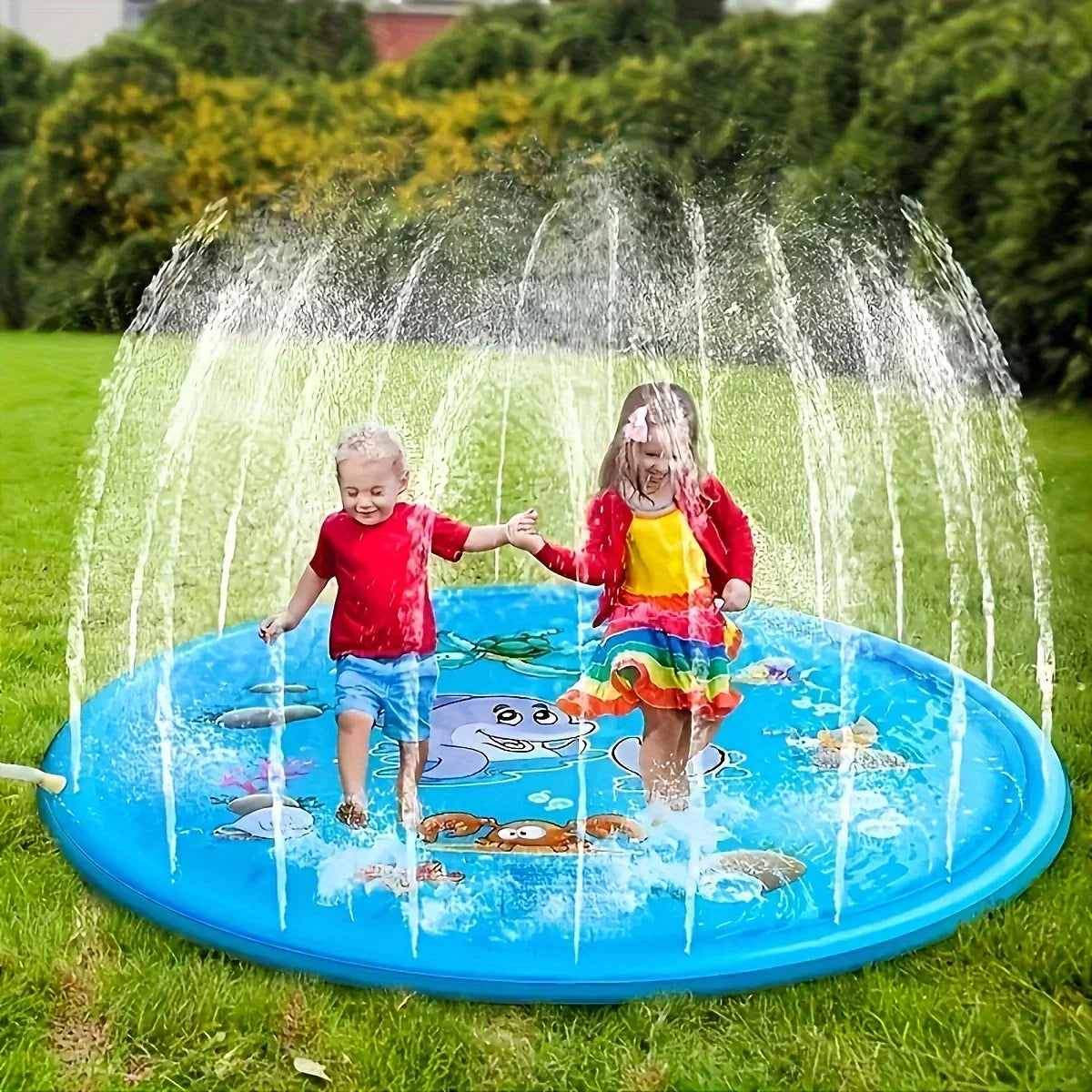 Alfombra de juego con aspersor de agua para exteriores para niños