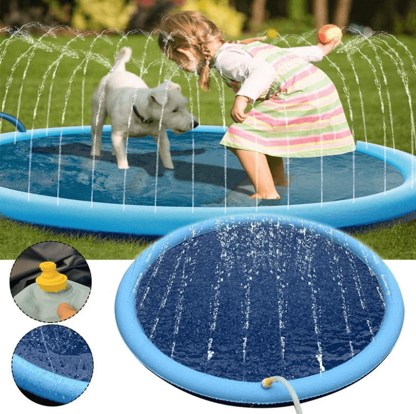 Alfombra de juego con aspersor para perros: ¡para refrescarse y jugar en el calor del verano!
