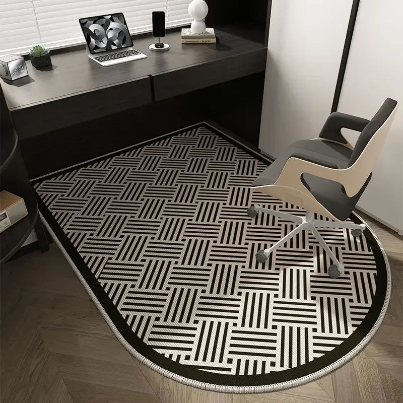 Alfombra geométrica para silla de oficina: diseño suave, lavable y antideslizante