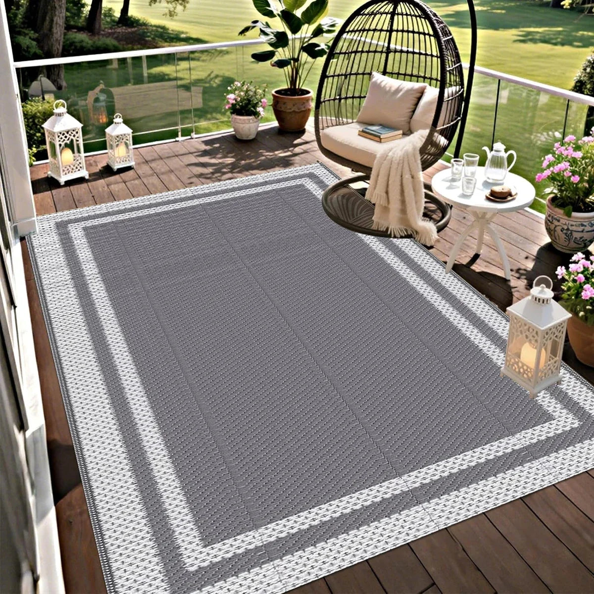 Alfombra rectangular moderna para exterior