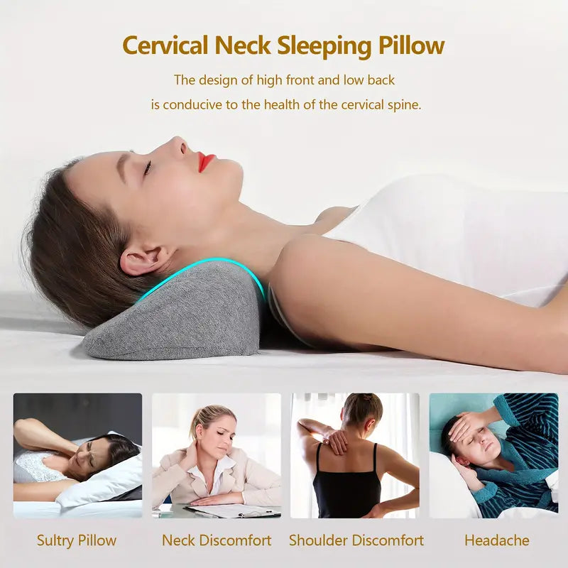 Almohada cervical anatómica de espuma viscoelástica para soporte del sueño y alivio del dolor de cuello