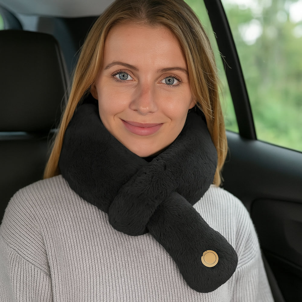 Almohada cervical con masaje integrado para viajes en coche, avión y más