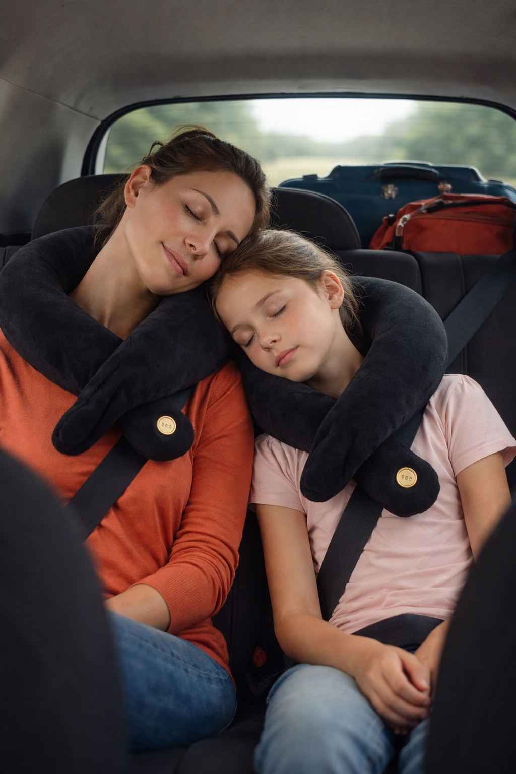 Almohada cervical con masaje integrado para viajes en coche, avión y más