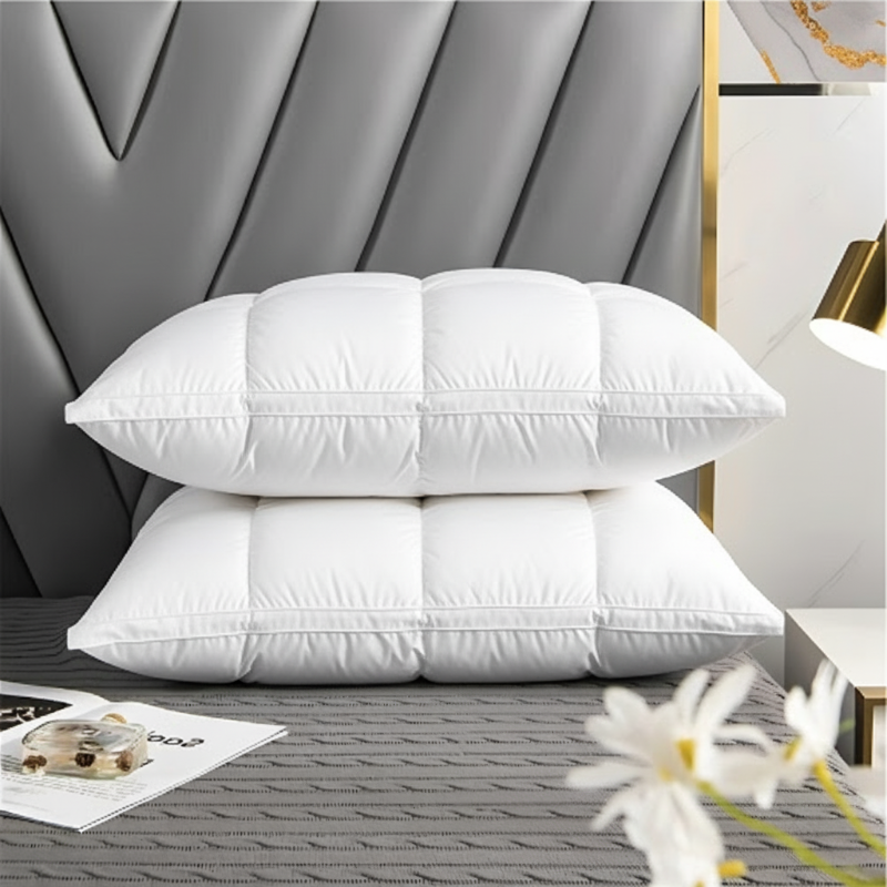 Almohada de plumón de ganso suave para dormir: hipoalergénica, transpirable y cómoda