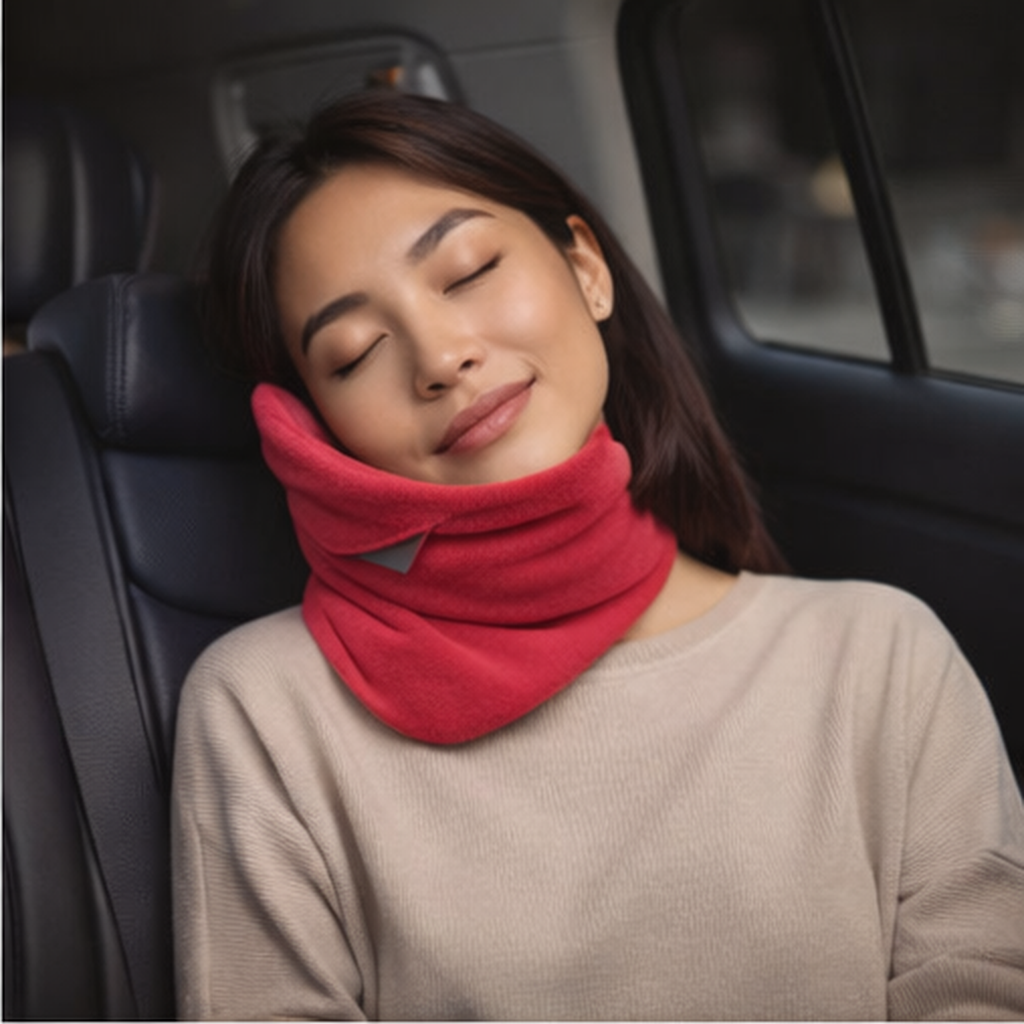 Almohada de Viaje Envolvente para Soporte Cervical Compacto y Descanso Erguido