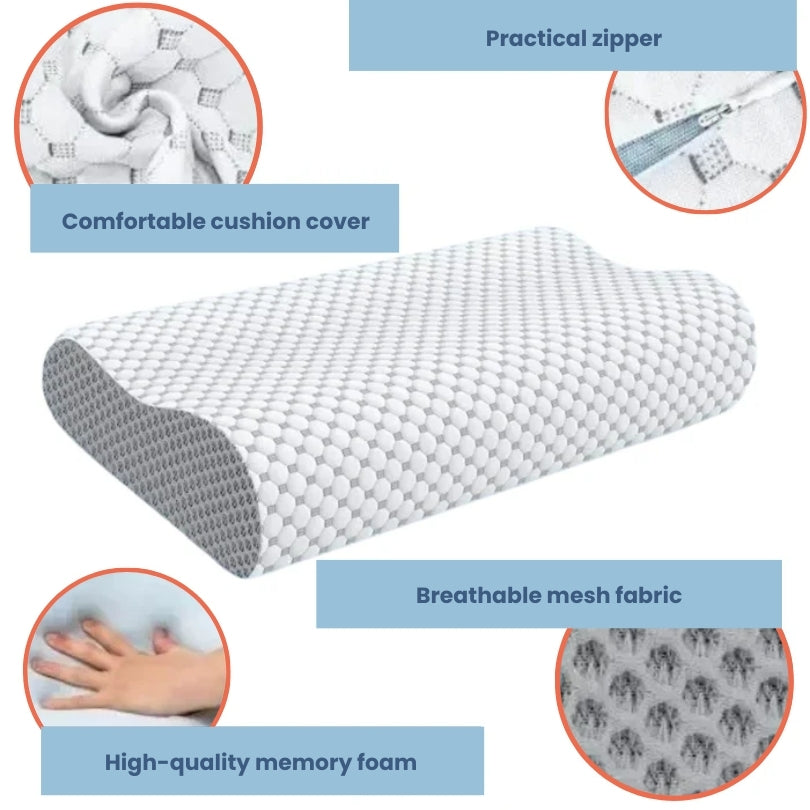 Almohada Ortopédica Cómoda de Espuma Viscoelástica - Soporte para Cuello y Columna Vertebral para un Sueño Más Profundo