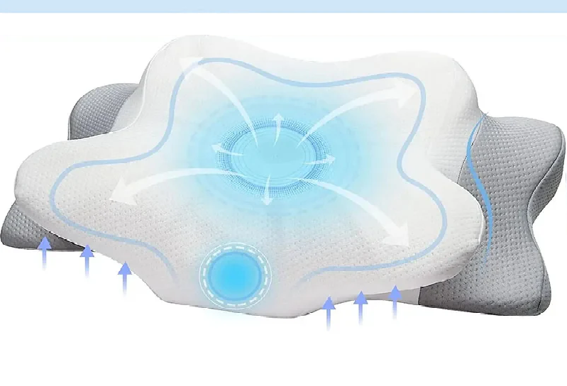 Almohada ortopédica de espuma viscoelástica con forma de mariposa - Almohada anatómica para aliviar el dolor
