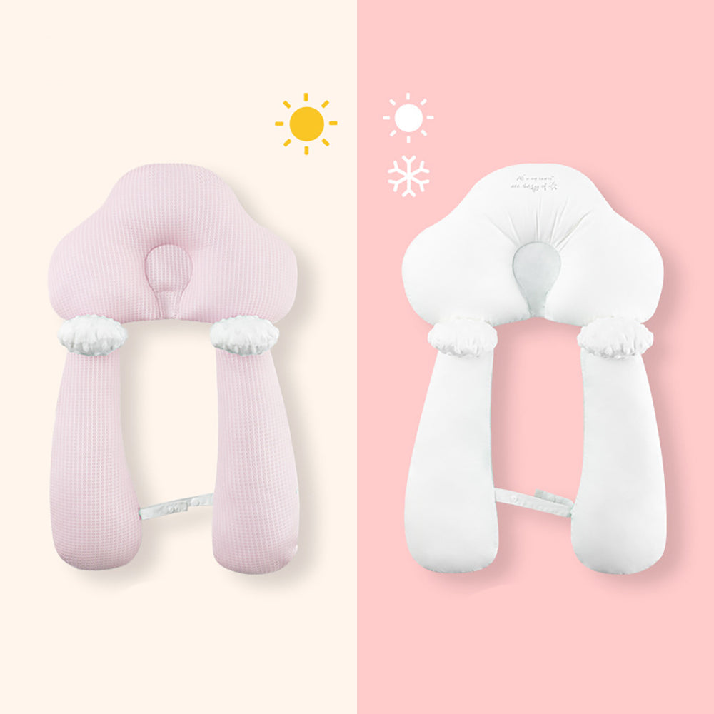 Almohada Ortopédica para Bebés en Forma de U de Algodón Orgánico – Soporte Cervical Ajustable para un Sueño Confortable de 0 a 24 Meses