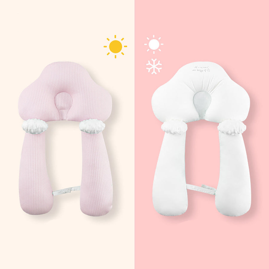 Almohada Ortopédica para Bebés en Forma de U de Algodón Orgánico – Soporte Cervical Ajustable para un Sueño Confortable de 0 a 24 Meses