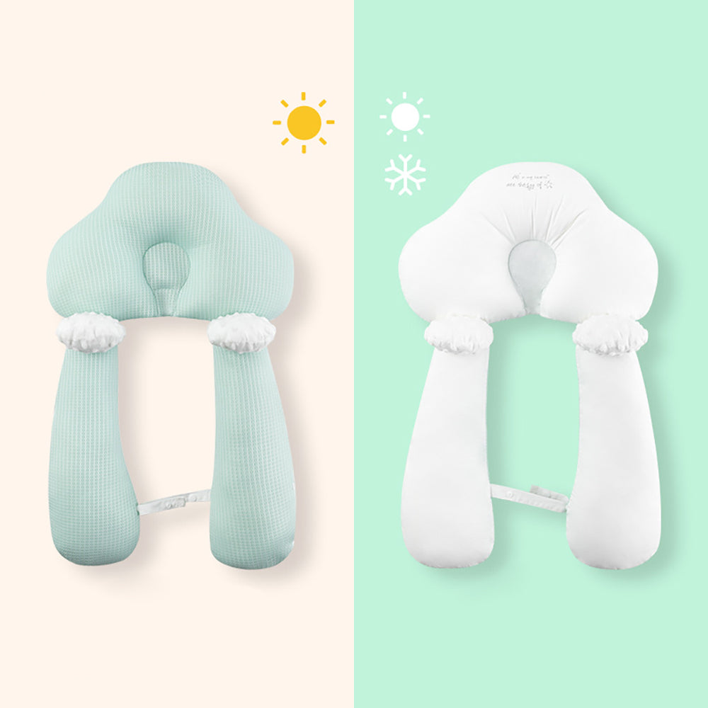 Almohada Ortopédica para Bebés en Forma de U de Algodón Orgánico – Soporte Cervical Ajustable para un Sueño Confortable de 0 a 24 Meses