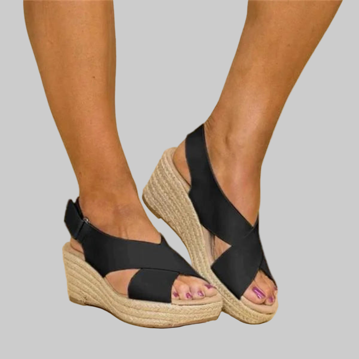 Alpargatas de cuña con tiras cruzadas para mujer